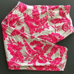 H&M TROPICAL PRINT PANTS JOGGER SIZE L, PINK TAN